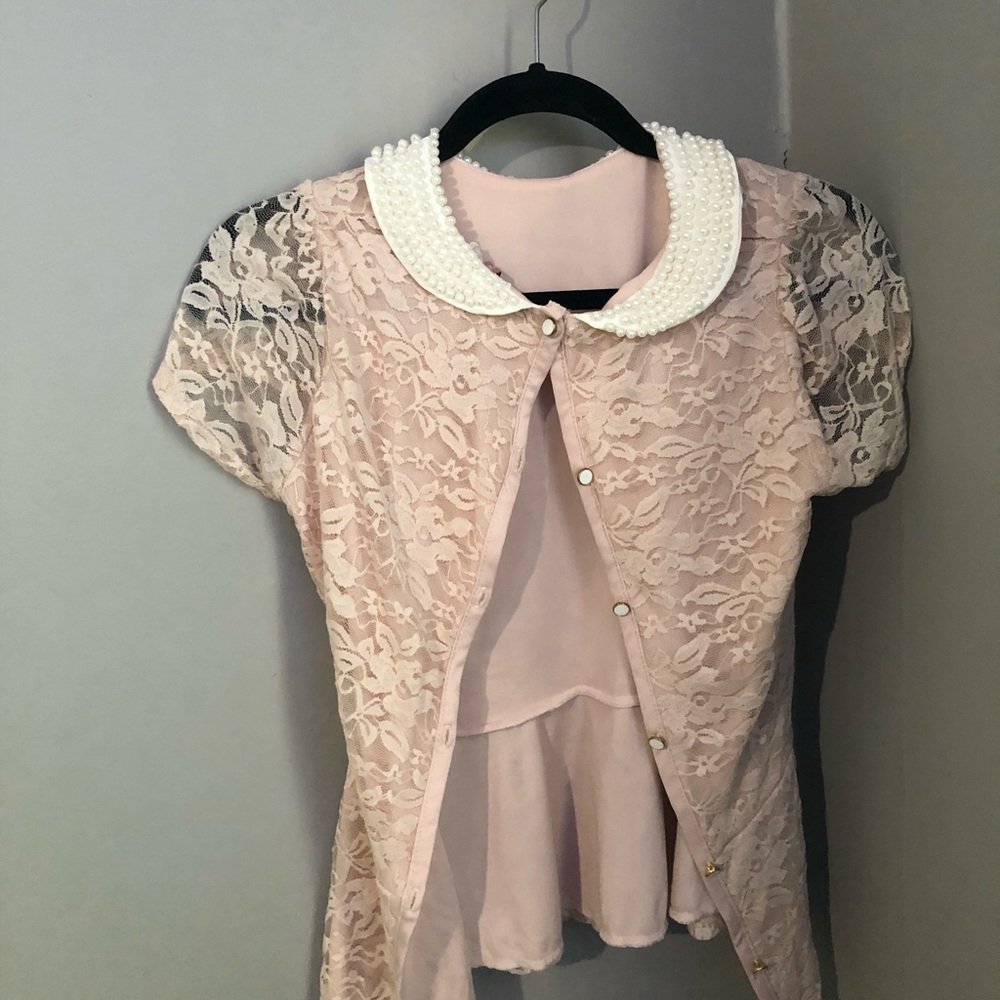 Light pink button up Mauve top